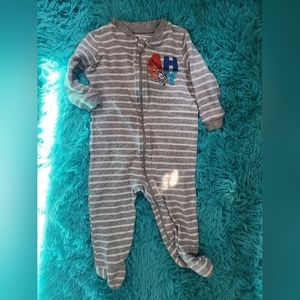 6-12m Pirates Ahoy zip up striped footie sleeper